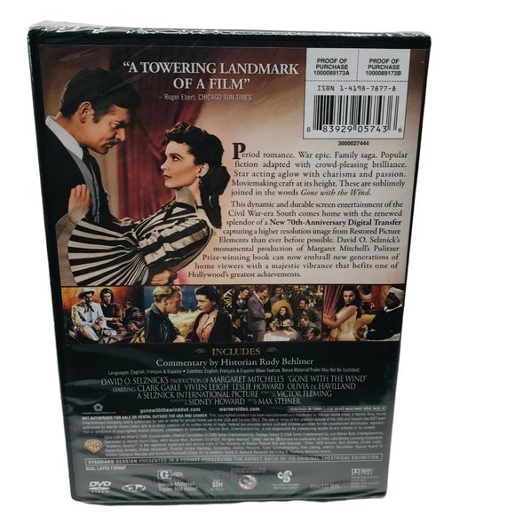 Gone With The Wind 2 Disc 70th Anniversary Edition DVD New In Package - Picture 2 of 8